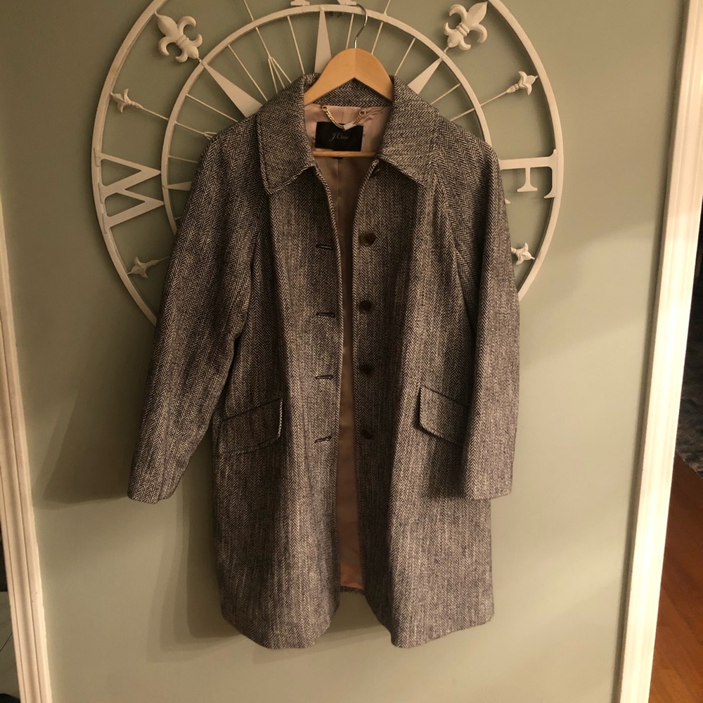 J. Crew wool herringbone car coat